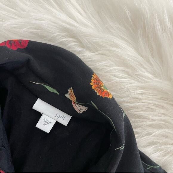 J. Jill Floral Print Black Button Down Shirtdress XS - Picture 4 of 5